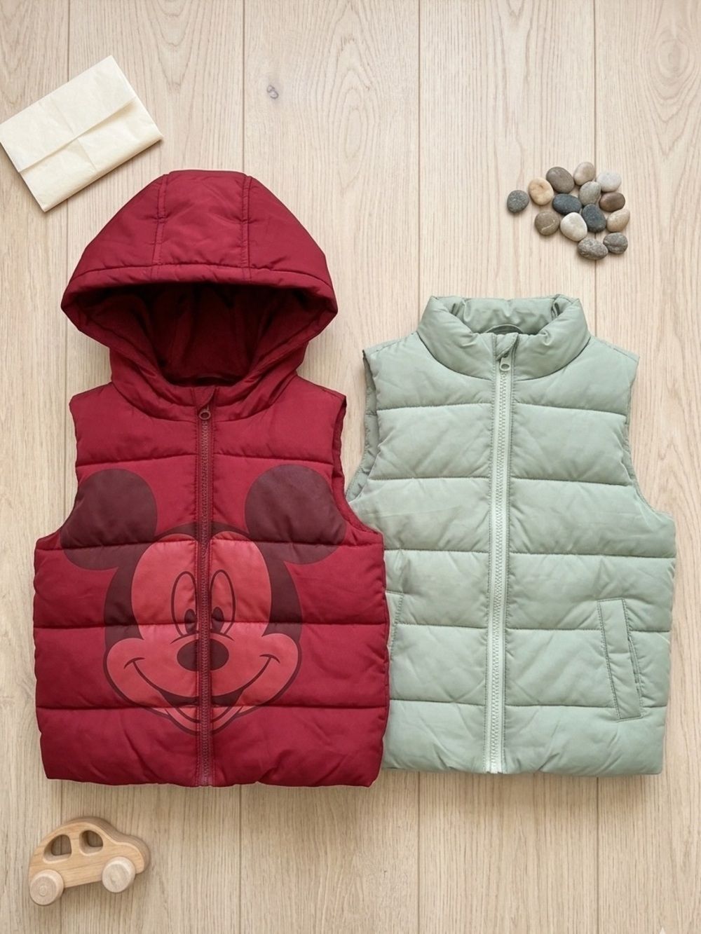 Cat & Jack Mickey Mouse Boys 4T Vest Bundle | 2 Puffer Ve